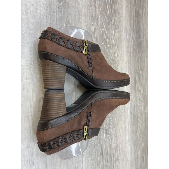 Clarks Artisan Mural Women's Bootie Ankle Clogs Heel Boot Leather 10 Brown Shoes - Picture 5 of 11